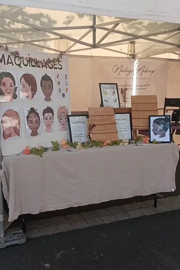 stand de maquillage de Maeliys makeup à la fête médiévale de Chateaudun 2025